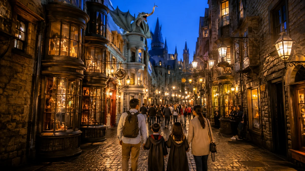 In-text image 2 (image of a family strolling through an immersive area that recreates the world of a movie)