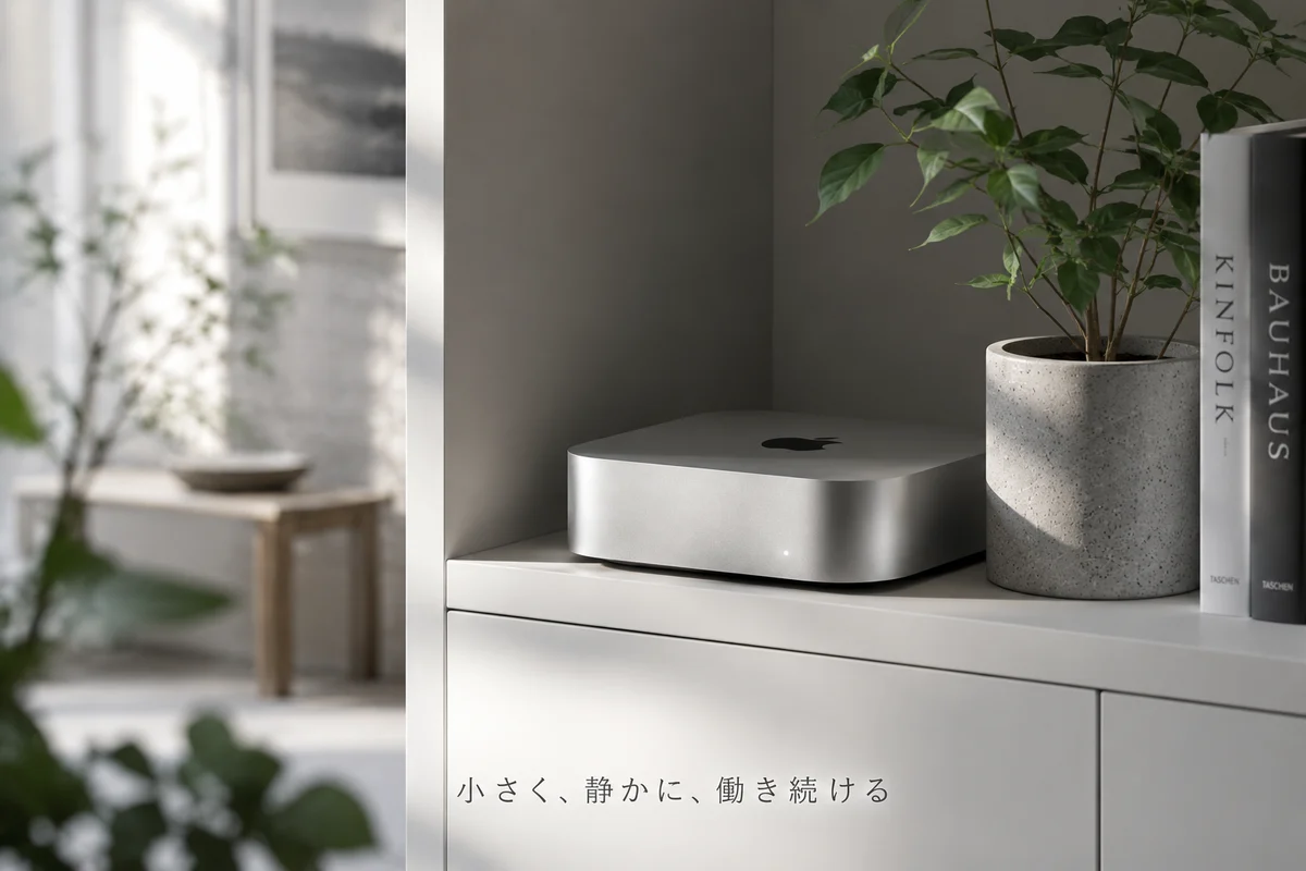 In-text image 3 (an image of a space-saving Mac mini that keeps running quietly)