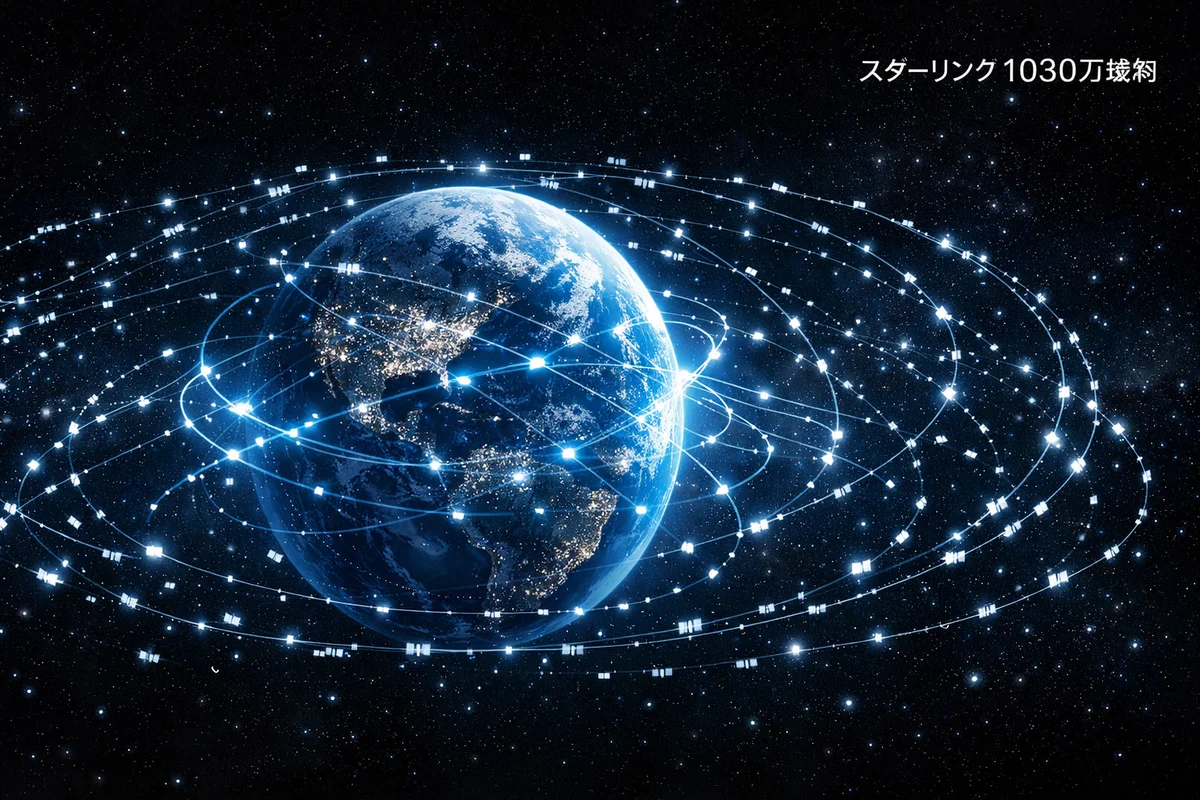 In-text image 1 (an image depicting countless Starlink satellites orbiting the Earth and a communications network connecting the whole world)