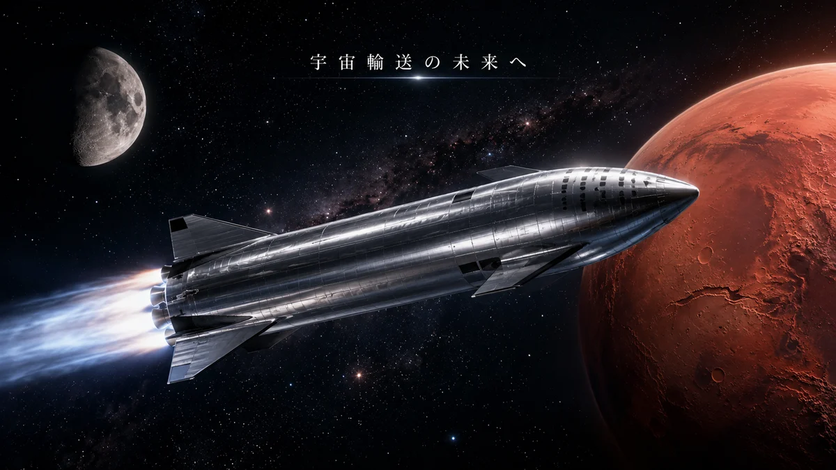 In-text image 3 (an image depicting the next-generation giant rocket Starship aiming for Mars and the Moon, and the future of space development)