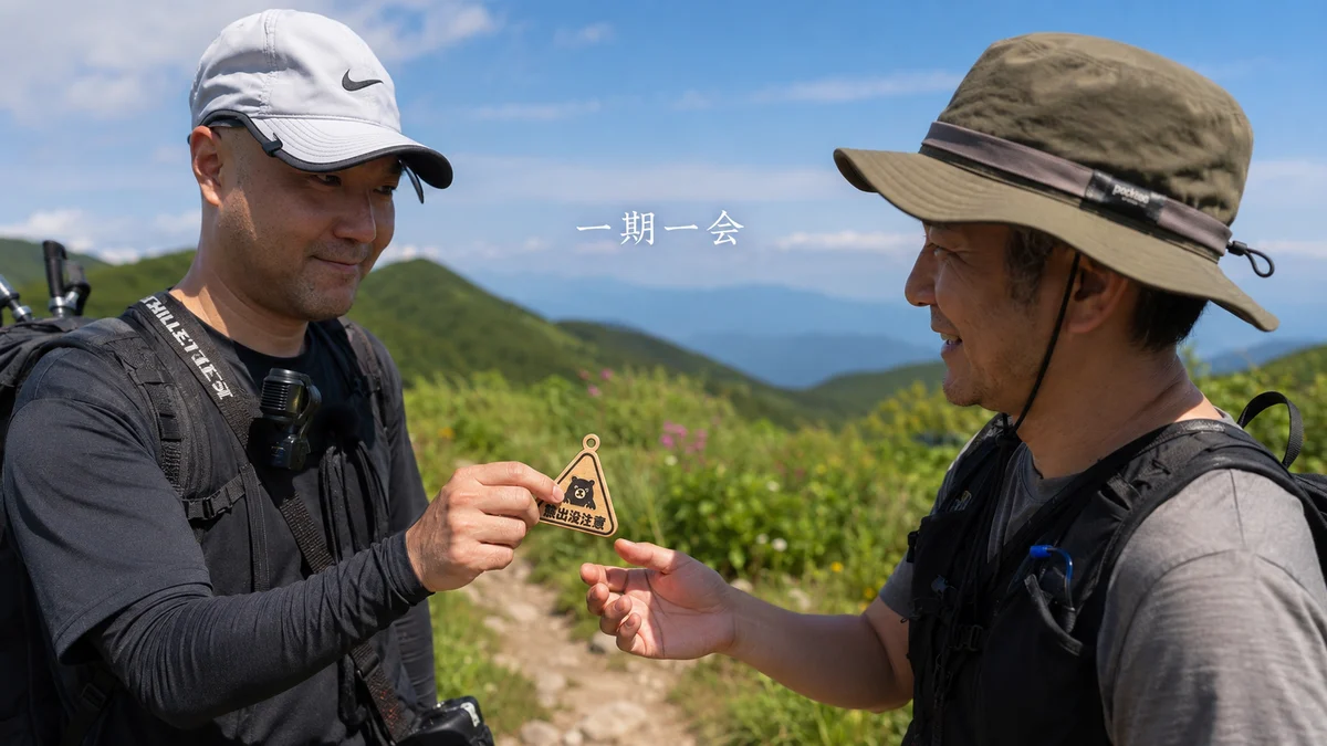 Image 3 (A once-in-a-lifetime moment of handing over a "Beware of Bears" keychain)